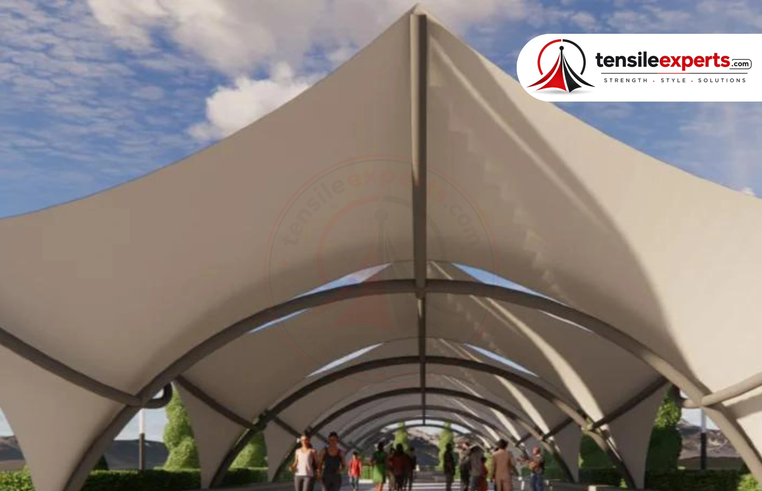 Covered walkways connect academic blocks and hostels along a fixed daily route, anchored across the full path.