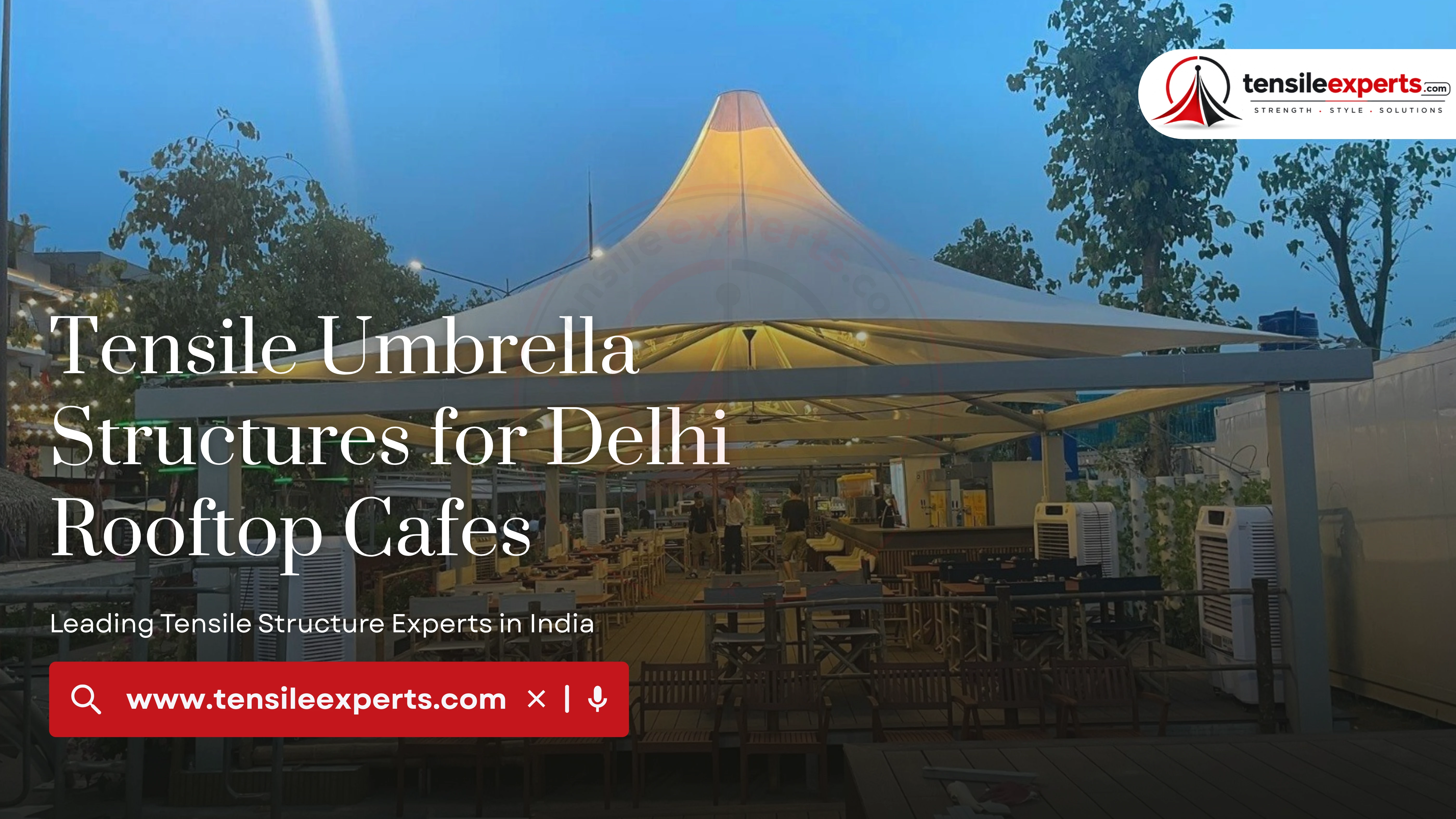 Tensile Umbrella Structures for Delhi Rooftop Cafes