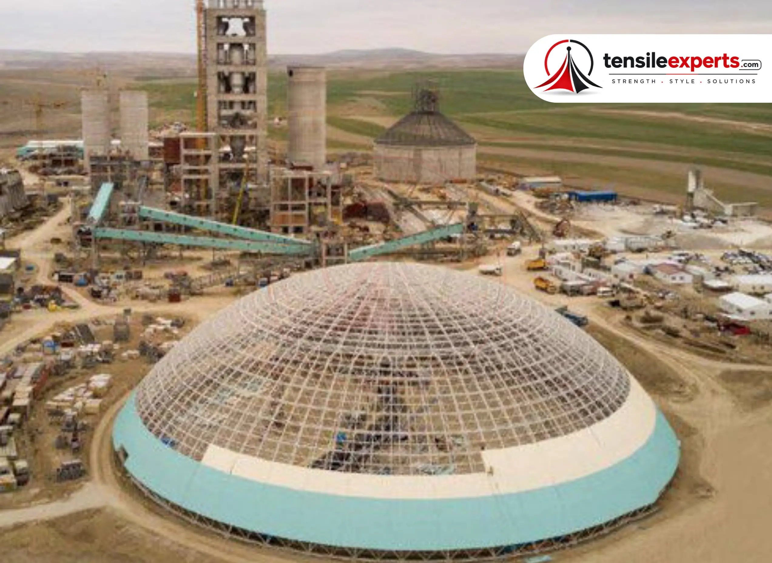 Large-span dome structure at an industrial facility