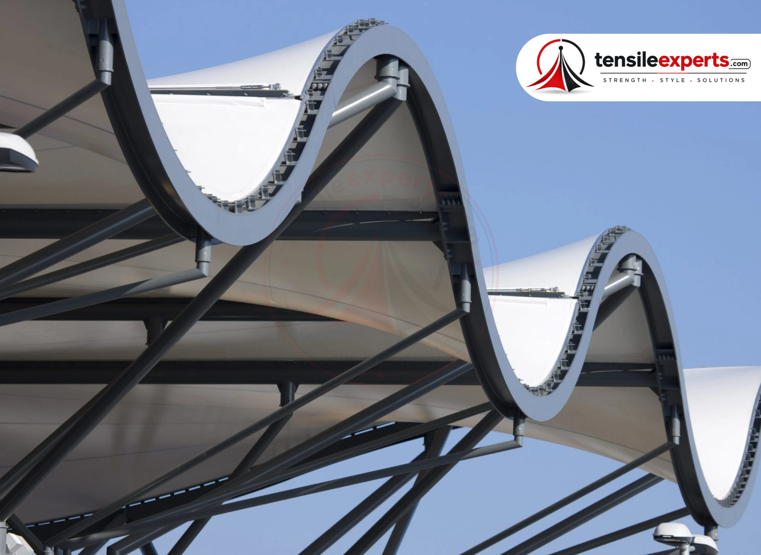 Tensile Experts project detail showing membrane edge and frame-detail reference